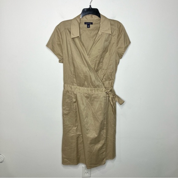 Lands' End Dresses & Skirts - Lands end 100% cotton wrap dress tan size 12